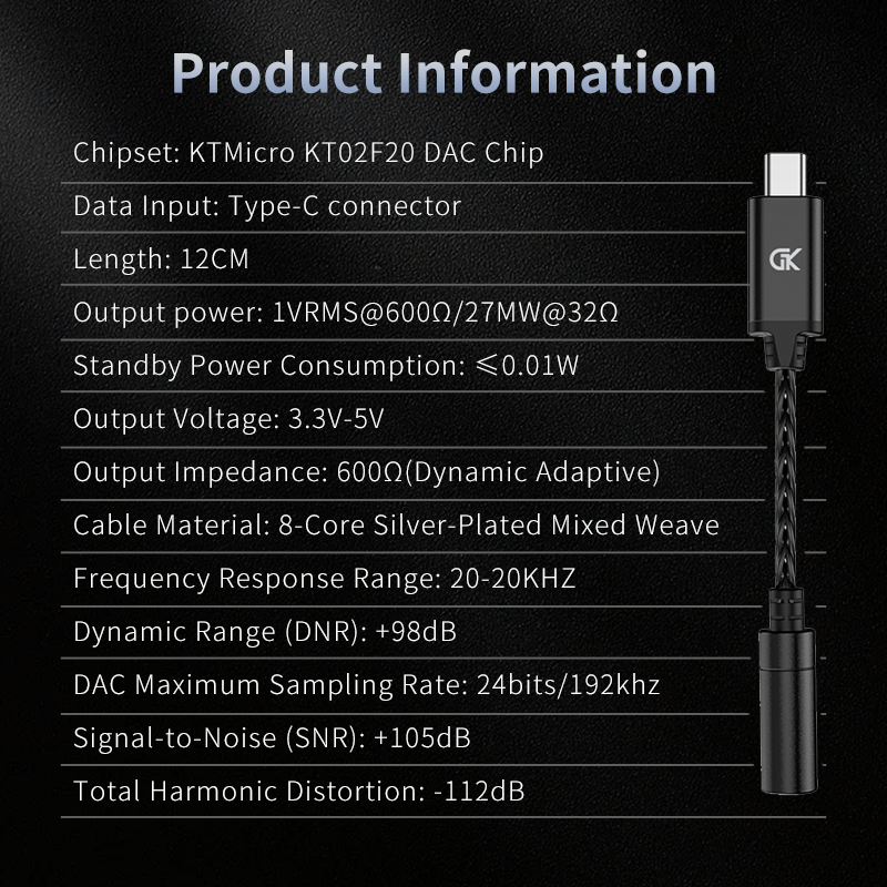 GK X1 Earphone Adapter Type-C  - Usb C Earphone avis et prix