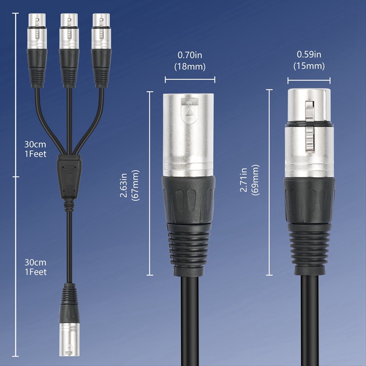 (PQWN) 3Pin XLR Male to 3 Fema - Audio Splitter Y avis et prix