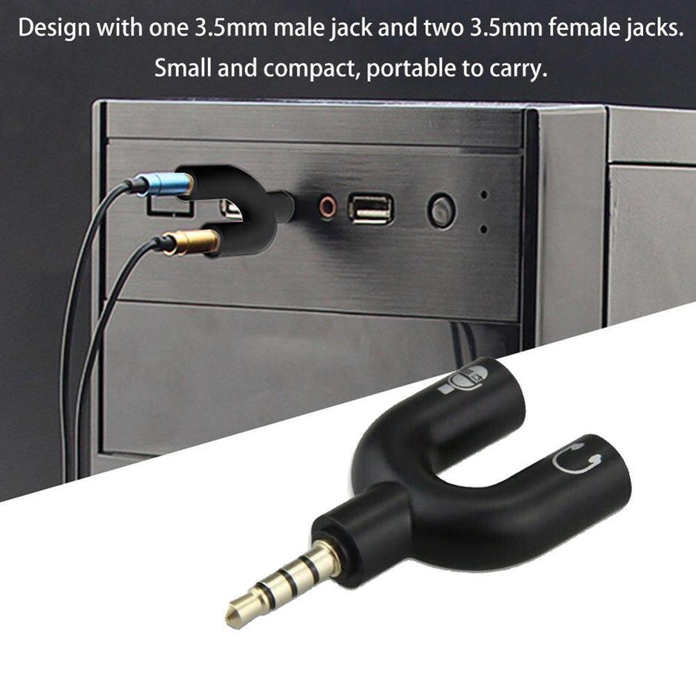 1PC Dual 3.5MM U Type Adapter  - Earphone Splitter Jack avis et prix