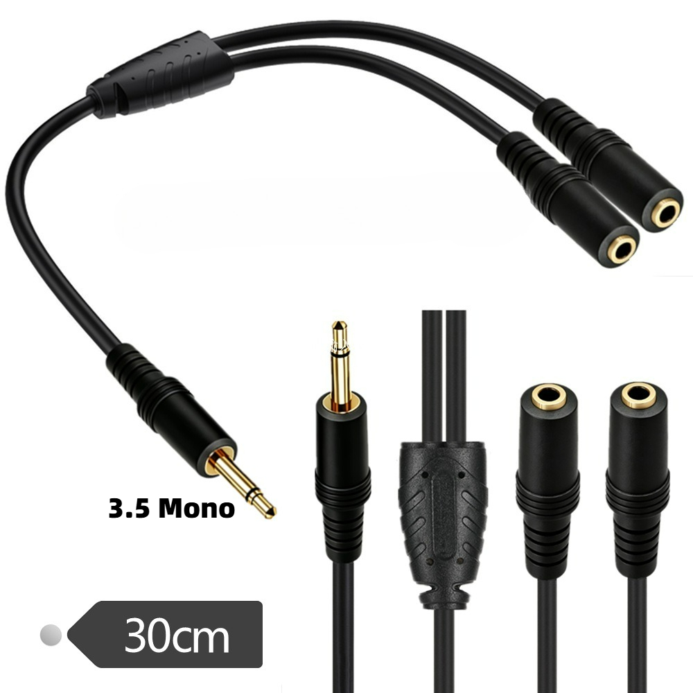 3.5mm TS Mono Male To Dual 3.5 - Earphone Splitter Jack avis et prix
