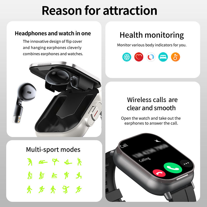 New TWS 2 in 1 Smart Watch wit - Earbuds Charging Case avis et prix